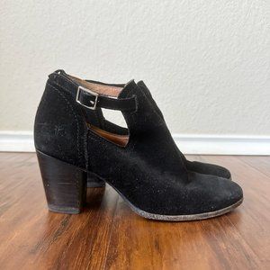 FRYE Meghan Suede Bootie Black Cutout Ankle Boots Buckle